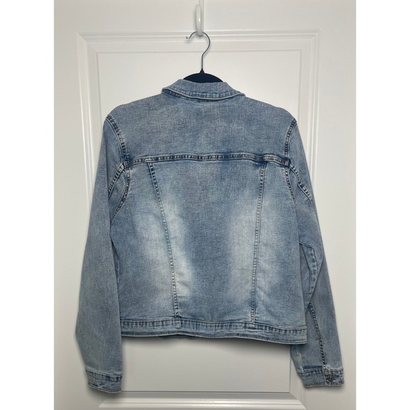 Seven7 Womens Large Denim Trucker Jean Jacket Light Wash Boho Classic Western - Picture 10 of 10